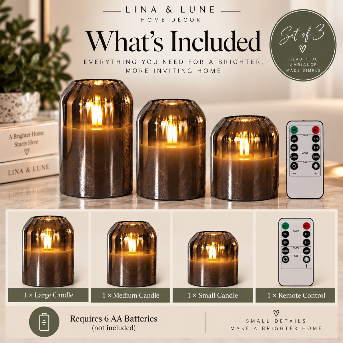 LunaGlow Flameless Candle Set