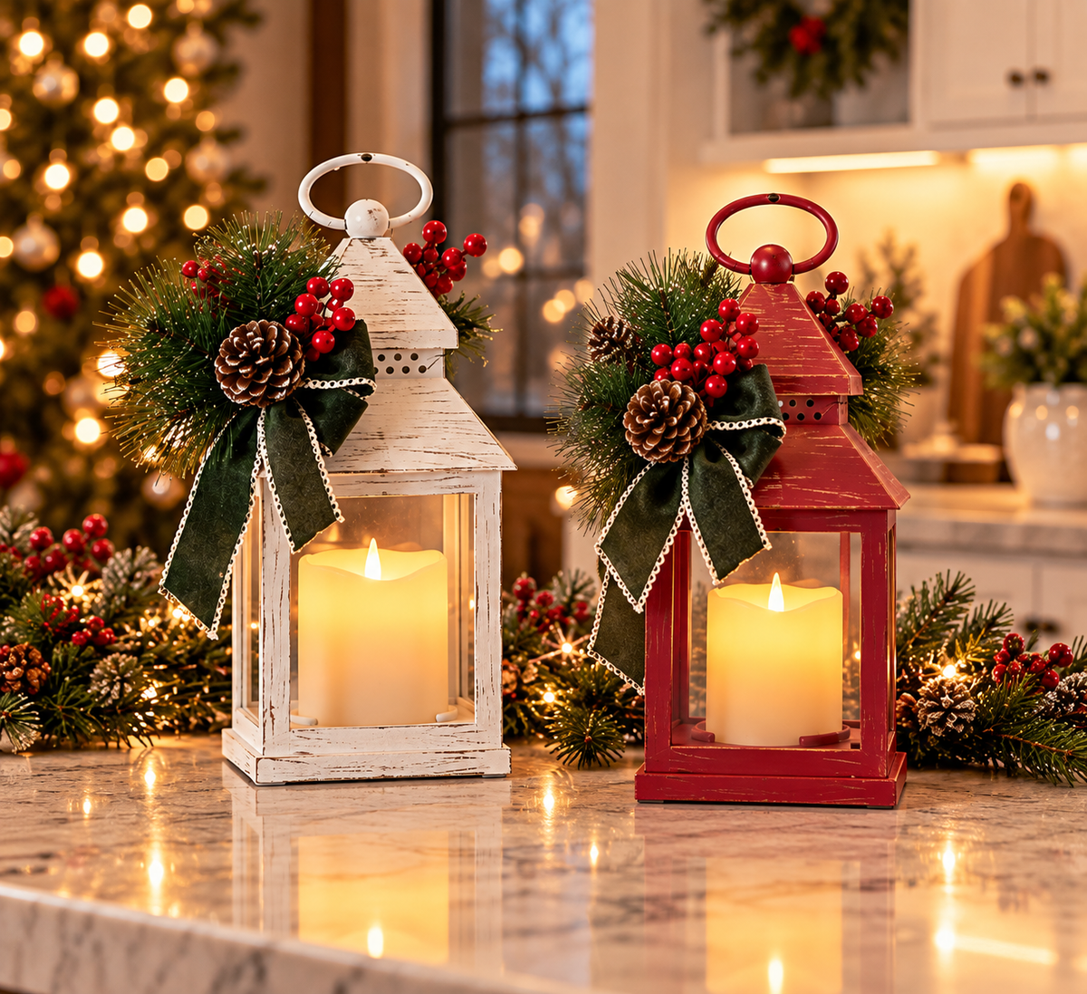 Evergreen Cottage LED Lantern