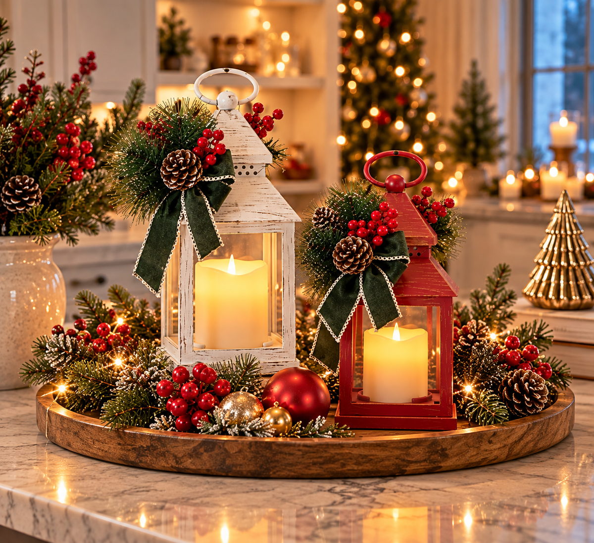 Evergreen Cottage LED Lantern
