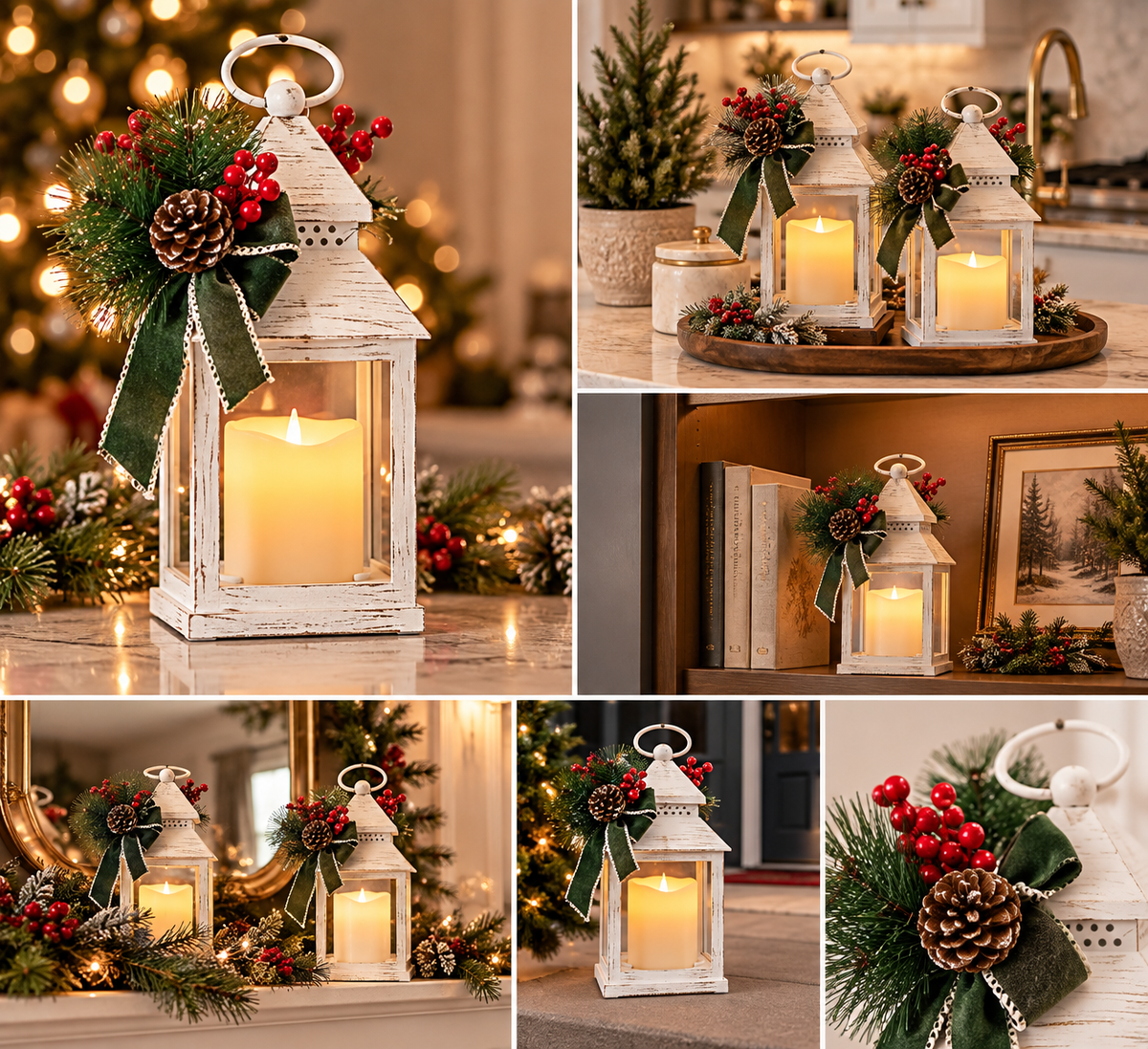 Evergreen Cottage LED Lantern