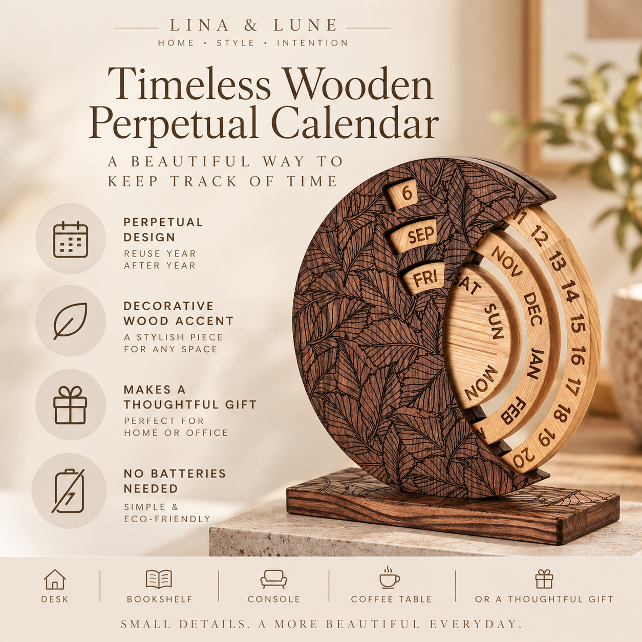 Timeless Wooden Perpetual Calendar