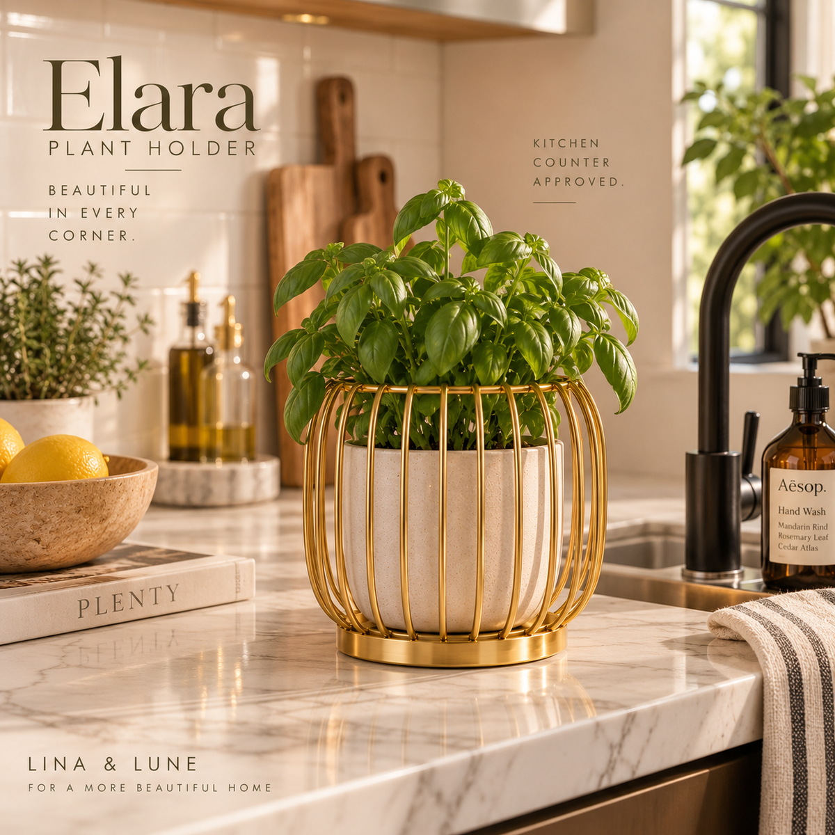 Elara Gold Plant Holder
