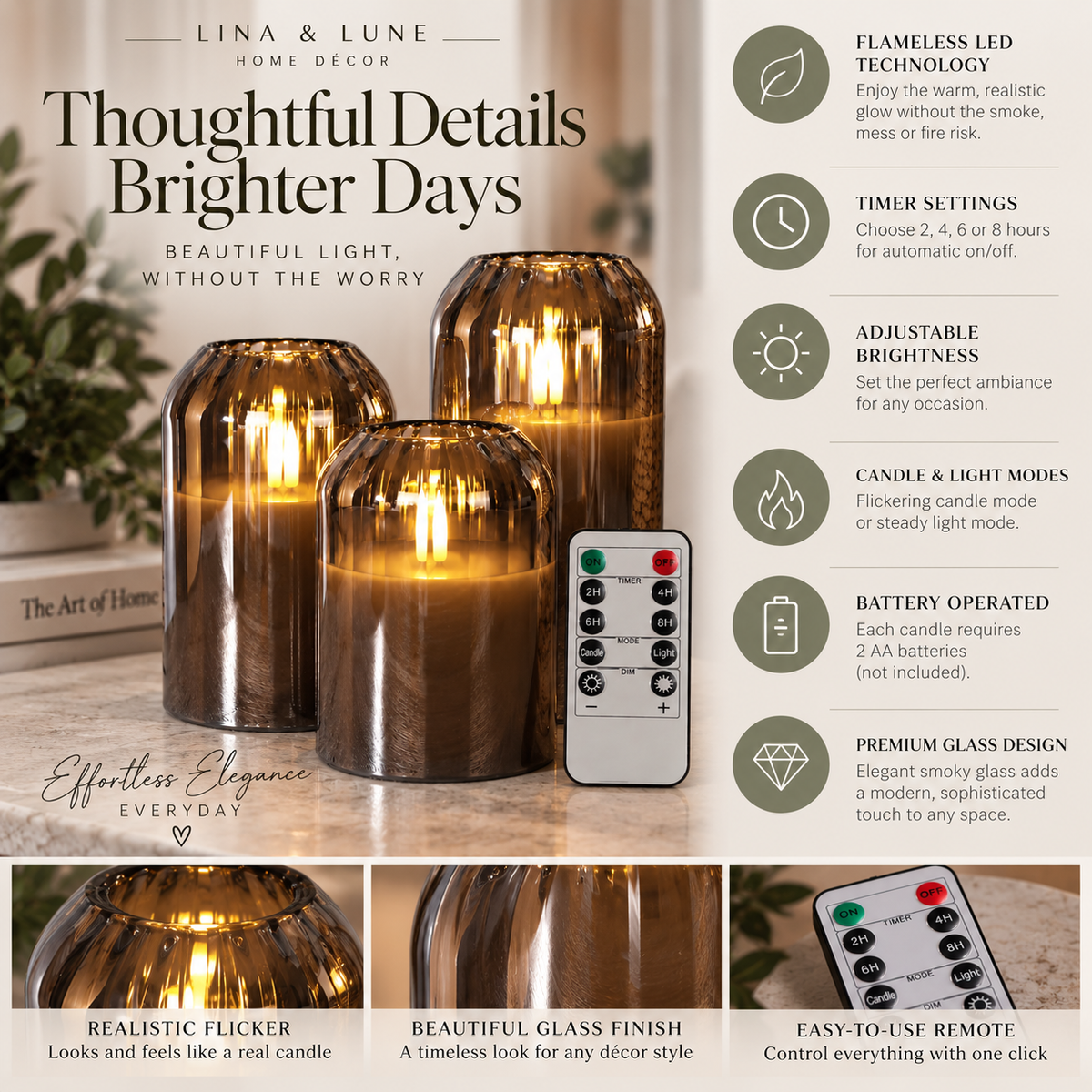 LunaGlow Flameless Candle Set
