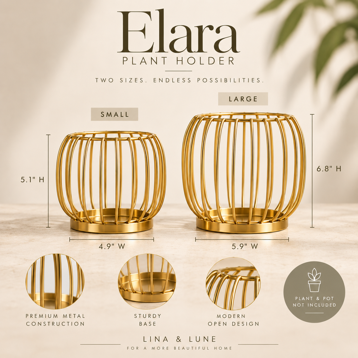 Elara Gold Plant Holder