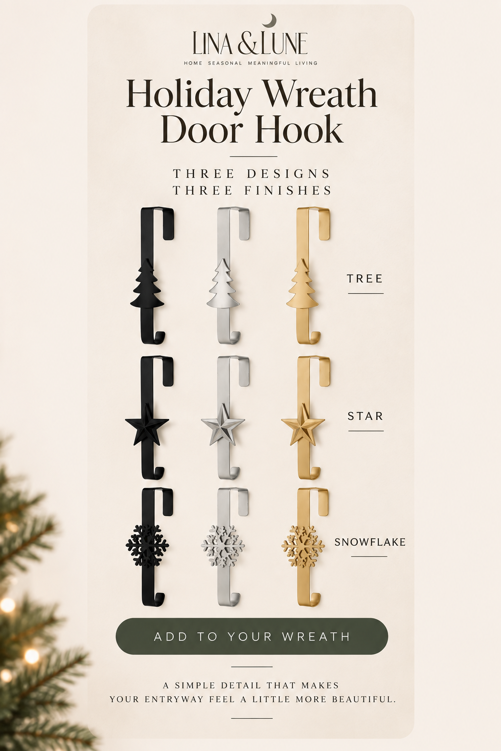 Holiday Wreath Door Hook