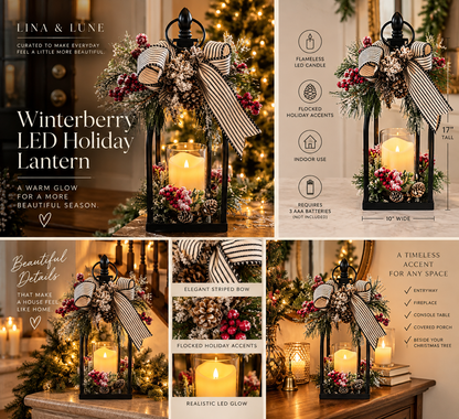 Winterberry LED Holiday Lantern