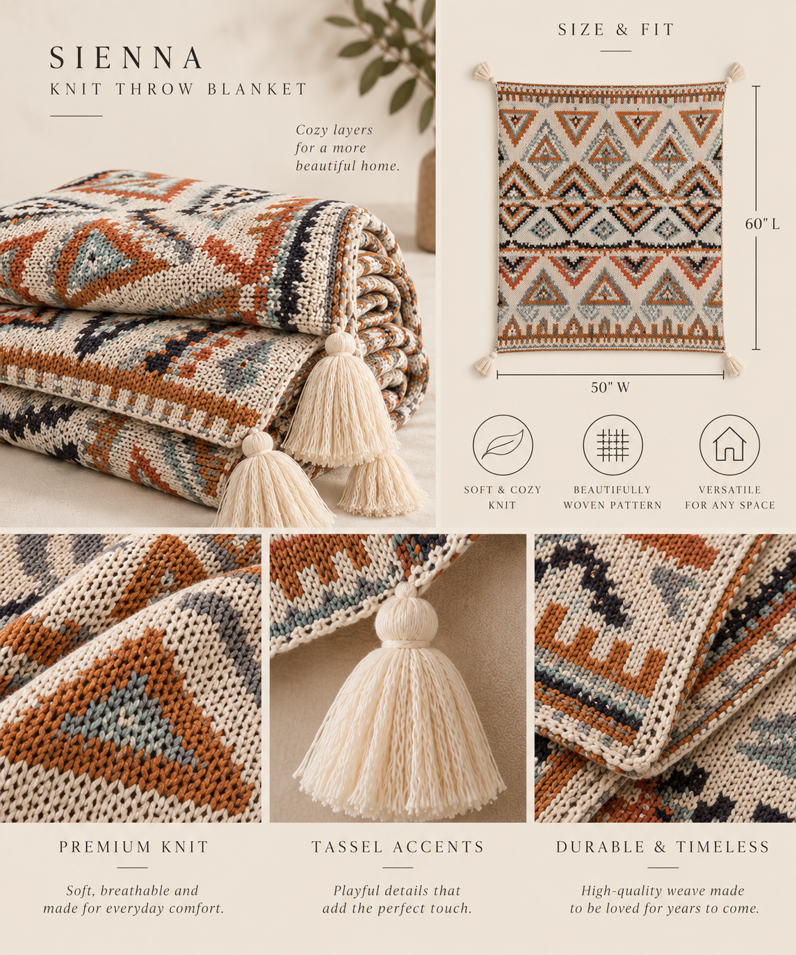 Sienna Knit Throw Blanket