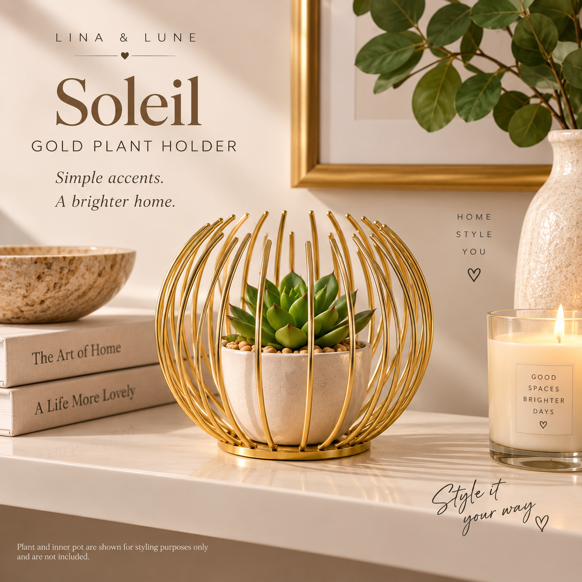 Soleil Gold Plant Holder