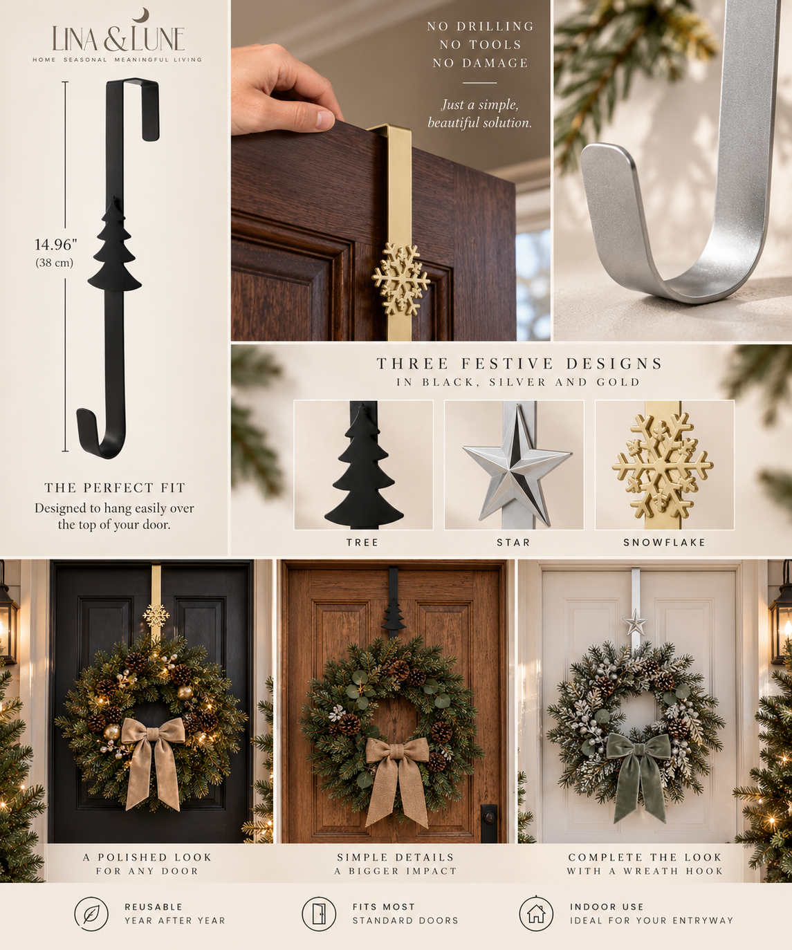 Holiday Wreath Door Hook