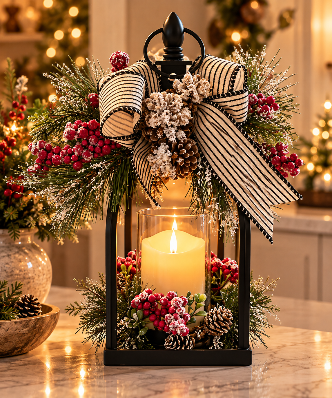 Winterberry LED Holiday Lantern